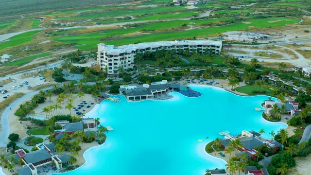 DIAMANTE CABO SAN LUCAS BCS MEXICO-2020: Resort Pool and Parking Lot with Moving Vehicles