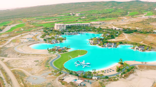 DIAMANTE CABO SAN LUCAS BCS MEXICO-2020: Vibrant Blue Water Feature in Semi-Arid Landscape
