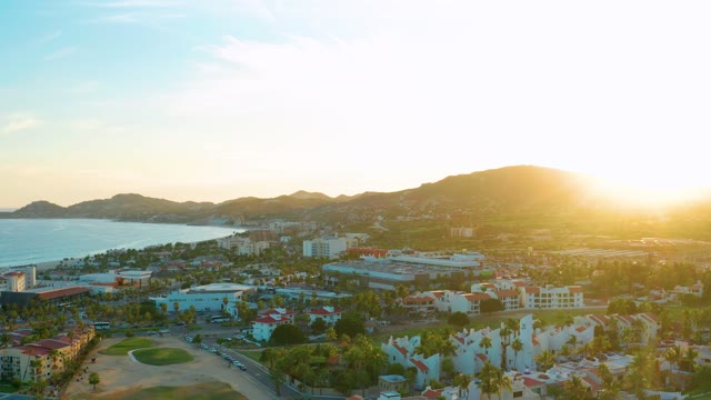 SAN JOSE DEL CABO BCS MEXICO-2020: Coastal City Sunset with Golf Course and Mountains