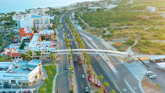 SAN JOSE DEL CABO BCS MEXICO-2020: Coastal Highway Traffic with Ocean View