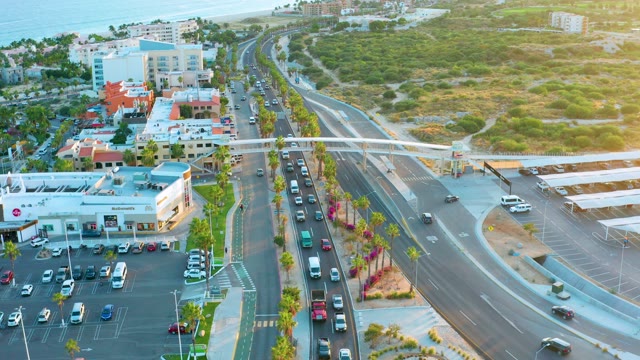 SAN JOSE DEL CABO BCS MEXICO-2020: Coastal Highway Traffic with Ocean View