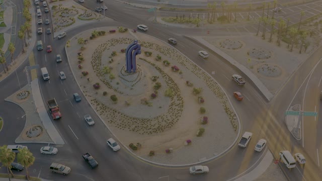 SAN JOSE DEL CABO BCS MEXICO-2020: Vehicles Circulating Around a Multi-lane Roundabout
