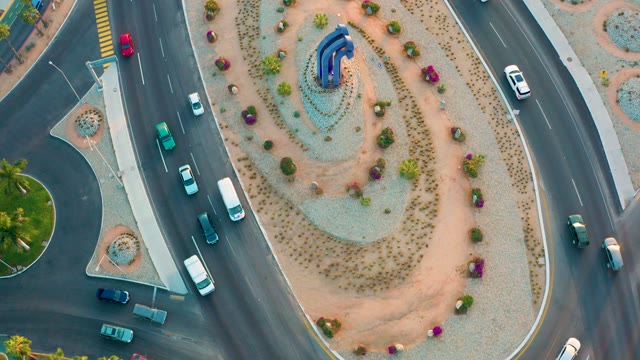 SAN JOSE DEL CABO BCS MEXICO-2020: Vehicles Circulating Around a Roundabout