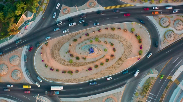 SAN JOSE DEL CABO BCS MEXICO-2020: Vehicles Circulating Around a Roundabout