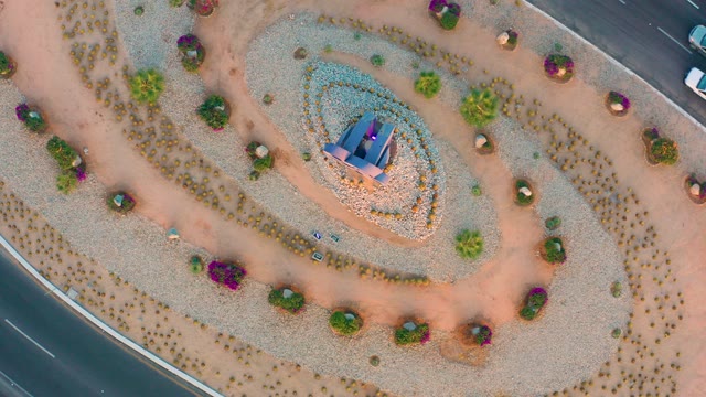 SAN JOSE DEL CABO BCS MEXICO-2020: Spiral Garden with Central Monument From Above