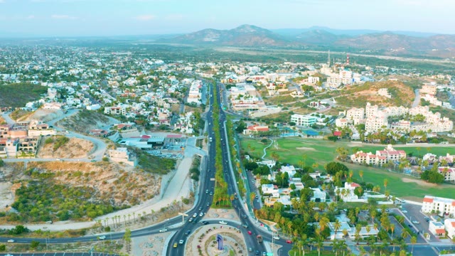SAN JOSE DEL CABO BCS MEXICO-2020: Roundabout Traffic Flow in Urban Setting