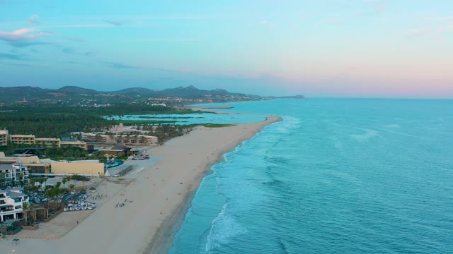 SAN JOSE DEL CABO BCS MEXICO-2020: Sandy Beach and Calm Ocean at Dusk