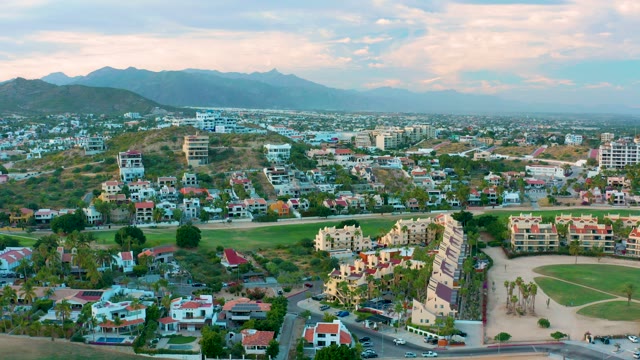 SAN JOSE DEL CABO BCS MEXICO-2020: Panning Residential Neighborhood with Mountain Backdrop