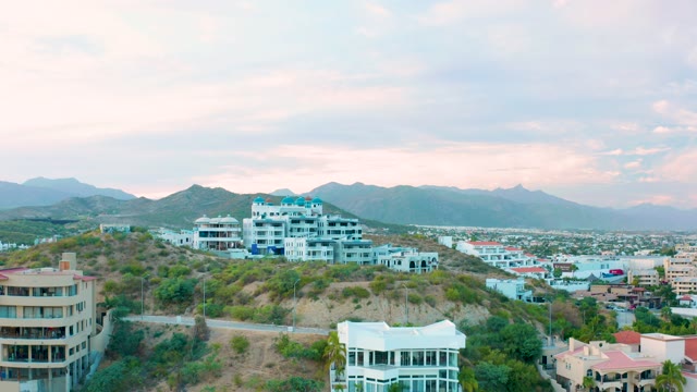 SAN JOSE DEL CABO BCS MEXICO-2020: Hilltop Residential Buildings and Mountainous Cityscape