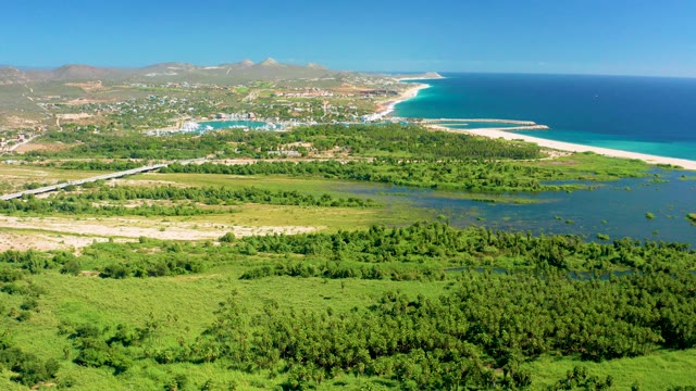 SAN JOSE DEL CABO BCS MEXICO-2020: Coastal Landscape with Beach and Green Fields