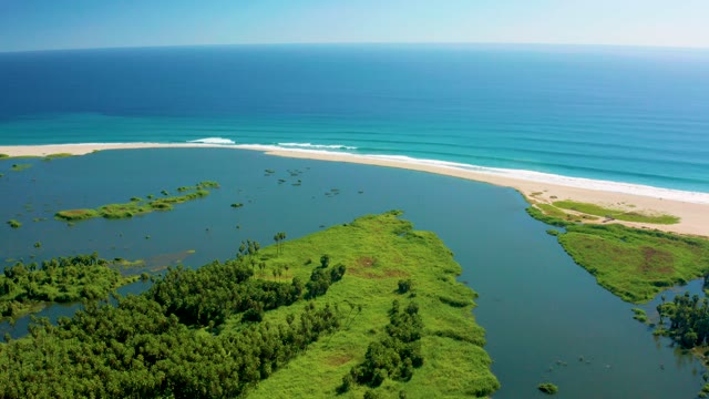 SAN JOSE DEL CABO BCS MEXICO-2020: River Estuary Meeting Ocean at Sandy Shore