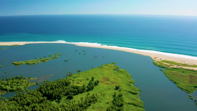 SAN JOSE DEL CABO BCS MEXICO-2020: River Estuary with Sandy Beach and Lush Greenery
