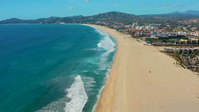SAN JOSE DEL CABO BCS MEXICO-2020: Waves Rolling Onto Sandy Beach