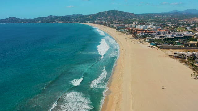 SAN JOSE DEL CABO BCS MEXICO-2020: Ocean Waves Rolling Onto Sandy Beach From Above