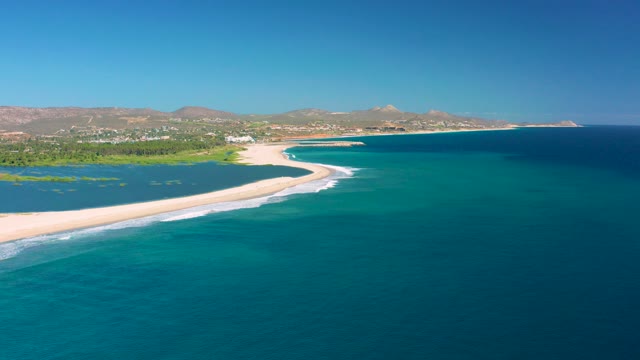 SAN JOSE DEL CABO BCS MEXICO-2020: Sandy Spit Extending Into Turquoise Ocean Waters