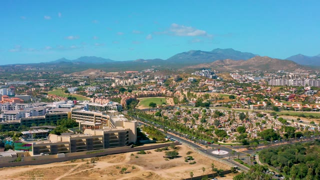 SAN JOSE DEL CABO BCS MEXICO-2020: Vehicles Moving on Road Through Urban Area