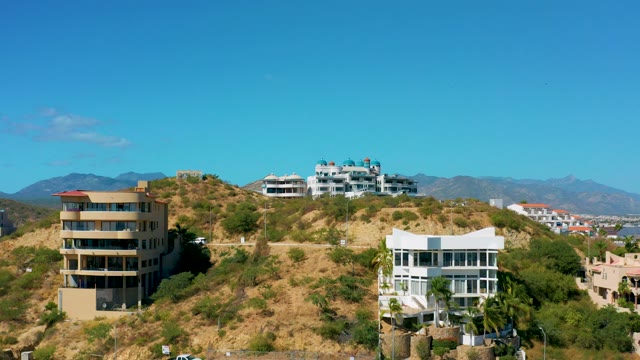 SAN JOSE DEL CABO BCS MEXICO-2020: Hillside Residential Buildings and Descending Drone View
