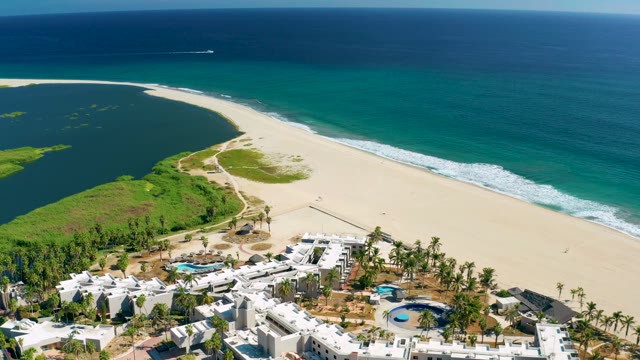 SAN JOSE DEL CABO BCS MEXICO-2020: Sandy Beach and Resort Buildings Along Coastline