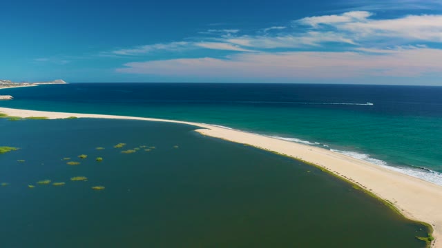 SAN JOSE DEL CABO BCS MEXICO-2020: Curved Sandy Beach Between Lagoon and Ocean