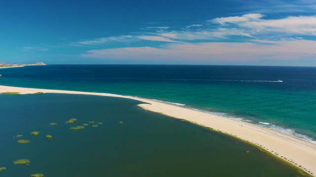 SAN JOSE DEL CABO BCS MEXICO-2020: Sandy Spit Dividing Lagoon and Turquoise Ocean
