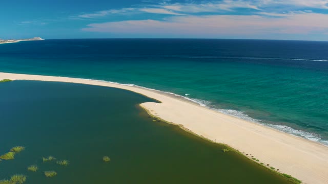 SAN JOSE DEL CABO BCS MEXICO-2020: Sandy Spit Between Lagoon and Ocean Waters
