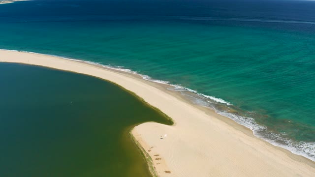 SAN JOSE DEL CABO BCS MEXICO-2020: Narrow Sandy Beach Between Lagoon and Ocean