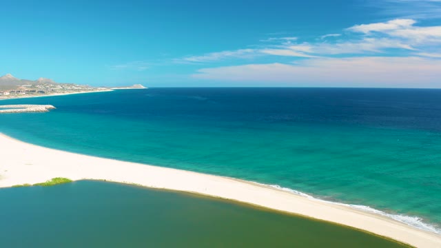SAN JOSE DEL CABO BCS MEXICO-2020: Waves Rolling Along White Sandy Beach Coastline