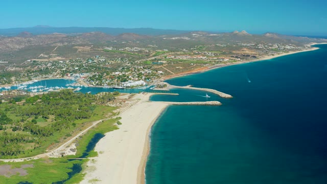 SAN JOSE DEL CABO BCS MEXICO-2020: Coastal Town and Sandy Beach From Above