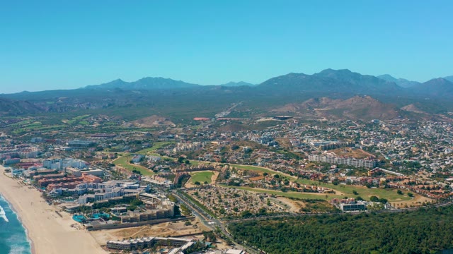 SAN JOSE DEL CABO BCS MEXICO-2020: Coastal City and Beach with Mountain Backdrop