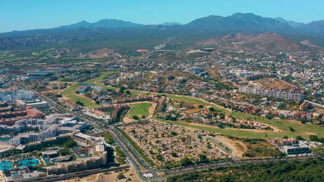 SAN JOSE DEL CABO BCS MEXICO-2020: Cityscape with Hills and Mountain Backdrop