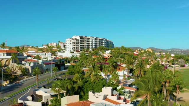 SAN JOSE DEL CABO BCS MEXICO-2020: Residential Neighborhood with Moving Car on Road
