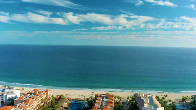 SAN JOSE DEL CABO BCS MEXICO-2020: Resort Buildings Overlooking Sandy Beach and Ocean