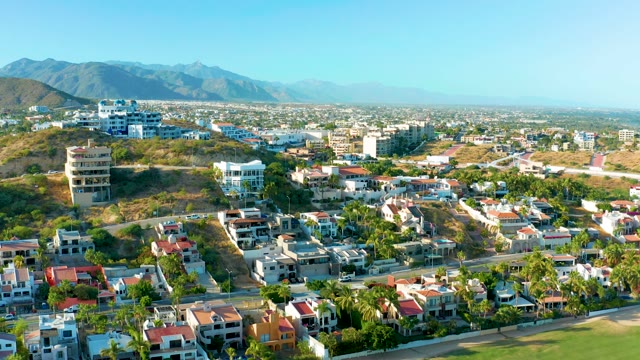 SAN JOSE DEL CABO BCS MEXICO-2020: Residential Neighborhood with Car Moving on Road