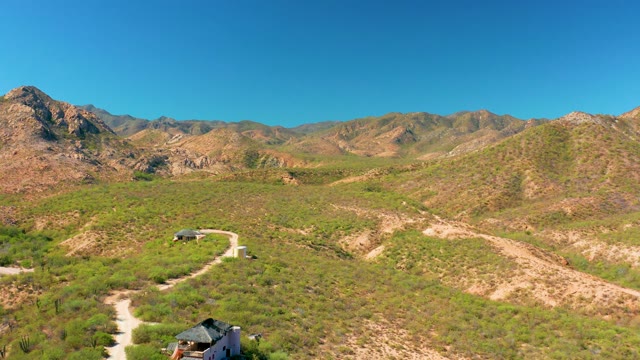 CABO PULMO BCS MEXICO-2020: Aerial Mountain Valley with Building Disappearing