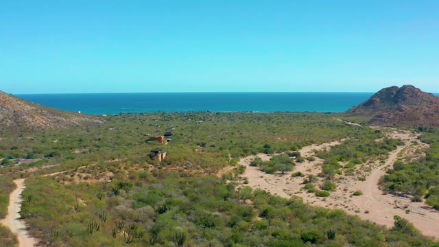 CABO PULMO BCS MEXICO-2020: Coastal Desert Road with Moving Vehicle