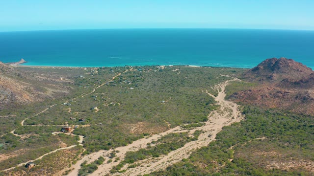 CABO PULMO BCS MEXICO-2020: Hills Overlooking Turquoise Ocean and Sandy Beach