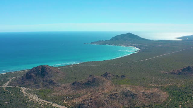 CABO PULMO BCS MEXICO-2020: Hills Overlooking Turquoise Beach and Ocean Coast