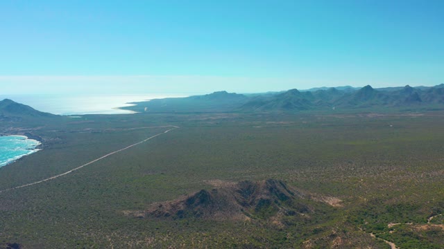 CABO PULMO BCS MEXICO-2020: Coastal Plain with Road and Distant Mountains