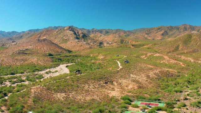 CABO PULMO BCS MEXICO-2020: Vehicles Moving Along a Mountain Dirt Road