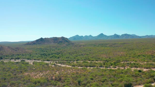 CABO PULMO BCS MEXICO-2020: Vehicles Traveling on a Winding Road Through Arid Terrain