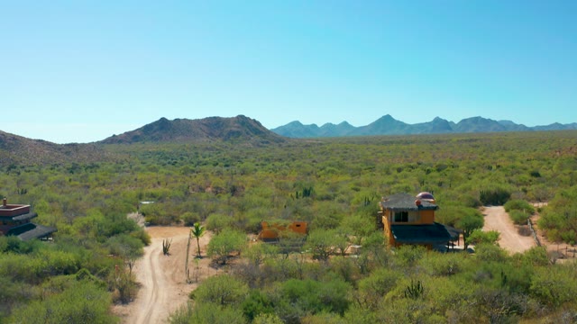 CABO PULMO BCS MEXICO-2020: Desert Landscape with Dirt Road and Cabins