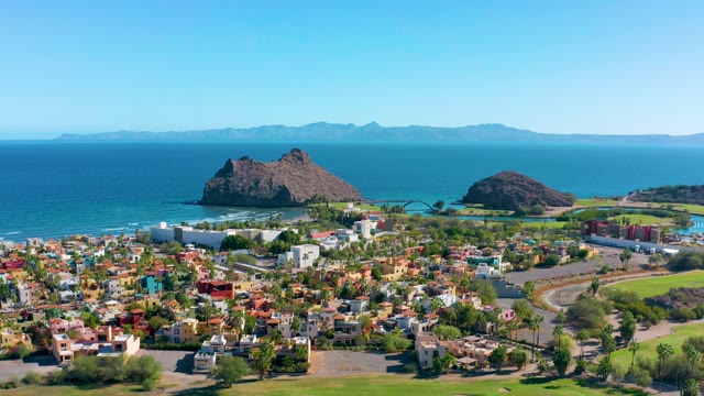 LORETO BCS MEXICO-2020: Coastal Town with Colorful Buildings and Ocean