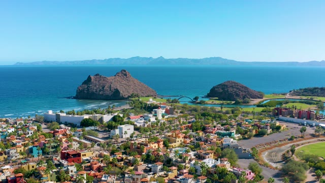 LORETO BCS MEXICO-2020: Coastal Town with Rocky Islands and Colorful Buildings