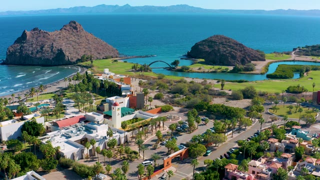 LORETO BCS MEXICO-2020: Coastal Rock Formations and Bridge in Aerial View