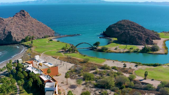 LORETO BCS MEXICO-2020: Shifting Ocean Waves at Coastal Lagoon with Bridge