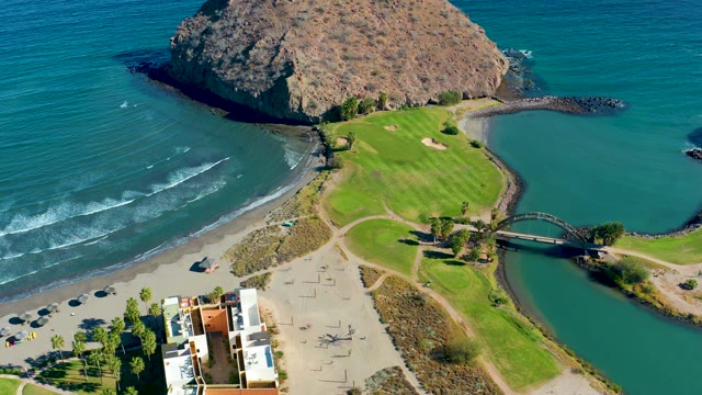 LORETO BCS MEXICO-2020: Coastal Rock Formation with Golf Course and Beach