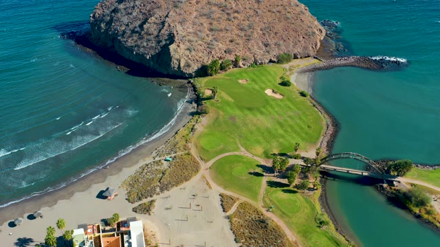 LORETO BCS MEXICO-2020: Coastal Golf Course and Beach with Ocean Waves