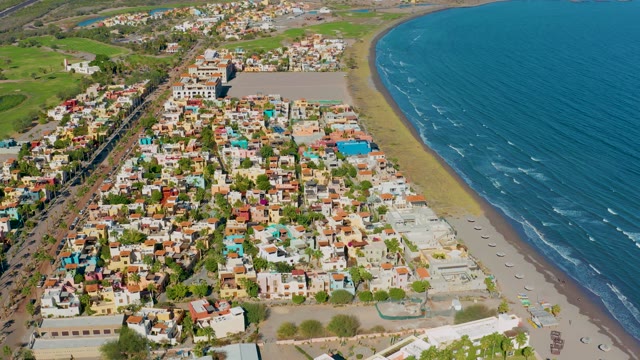 LORETO BCS MEXICO-2020: Coastal Town with Colorful Buildings and Sandy Shore