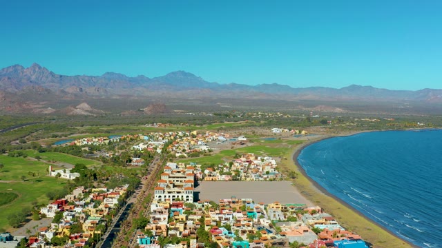 LORETO BCS MEXICO-2020: Coastal Town with Sandy Beach and Distant Mountains