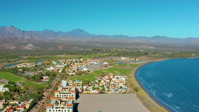 LORETO BCS MEXICO-2020: Coastal Town with Sandy Beach and Distant Mountains